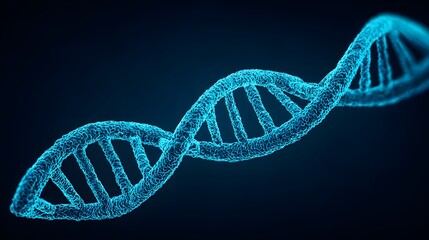Glowing Blue DNA Double Helix Twisting in Light Against Dark Background for Scientific Visuals