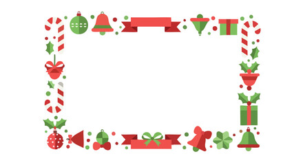 Vector Illustration Flat Design Christmas Holiday Frame Border Decoration Template