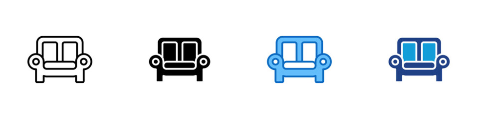 Sofa Multiple Style Icon Design Vector - comfortable two seat sofa for living room or lounge area