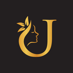 letter logo u with beauty concept Premium Vector