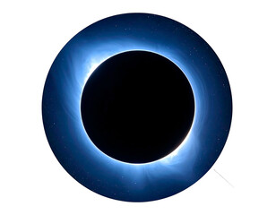 A cosmic spectacle total solar eclipse with a bright, ethereal corona glowing against a black sky