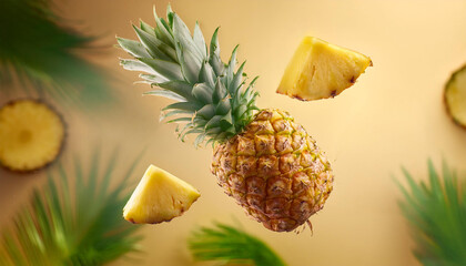 Fresh Pineapple Fruit and Slices &ndash; Tropical Food Composition