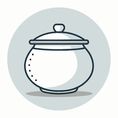 A round clay pot shown in a minimal flat vector design