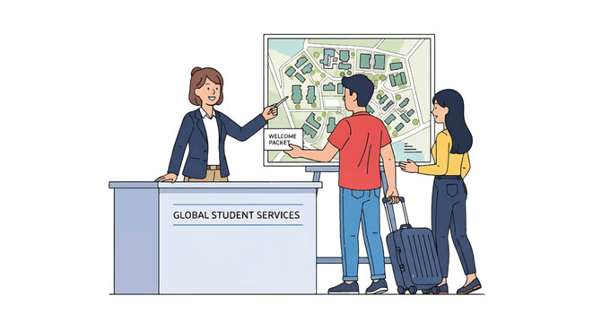 University student services welcoming international students