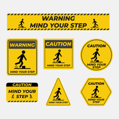 Caution sign mind your step or watch your step collection