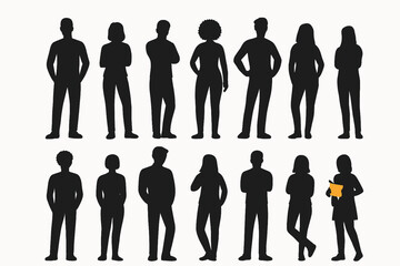 silhouettes of people in differents poses styles 