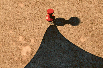 Fototapeta premium Enigmatic Self-Restraint: A Surreal Vector Illustration Showcasing a Thumbtack's Captivating Struggle to Subdue its Own Shadow
