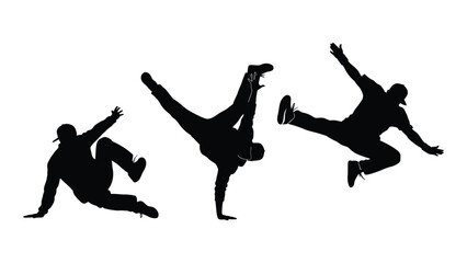 Breakdance silhouettes isolated on white background, Vector