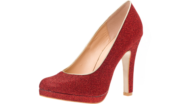 Red Glitter High Heel Shoe on Transparent Background