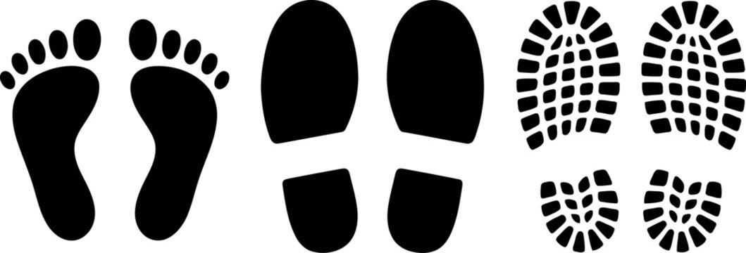 Footprint, shoe print, and boot print collection