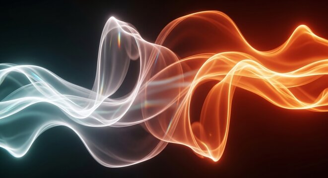 Abstract smoke background with colorful light waves and smooth flowing patterns