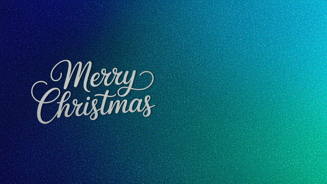 Merry Christmas elegant typography on a sparkling blue, teal glitter background, festive holiday design, winter celebration greeting card, banner, cover.