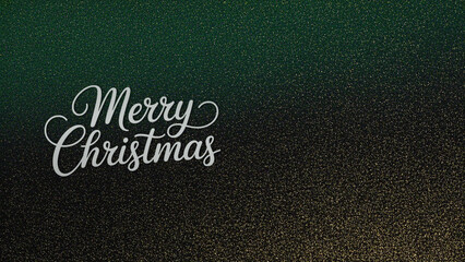 Elegant Merry Christmas typography on a sparkling green and gold glitter background, festive holiday design, seasonal celebration, joyful banner, greeting card cover, chic style.