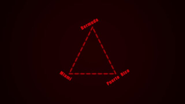 Geographical boundary indicator for the notorious Bermuda Triangle zone. Neon glow effect for the animated map marking the area of disappearances