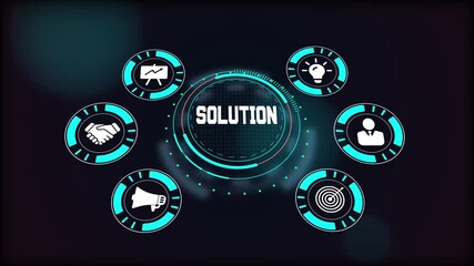 Finding the business solution, abstract digital interface showing strategy, problem-solving, ideas, and goals achievement. - Powered by Adobe