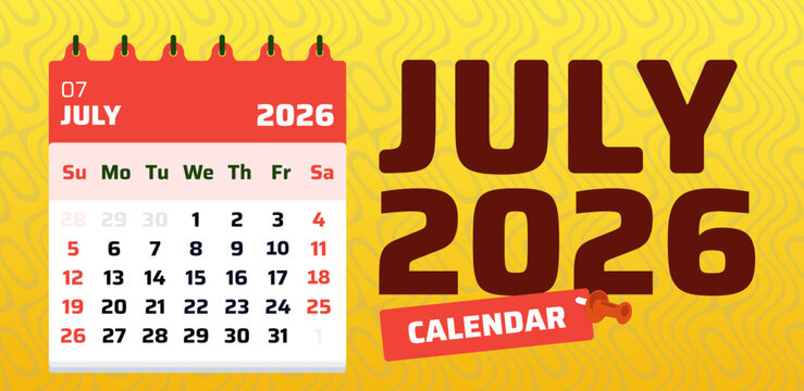 July 2025 calendar. Simple calendar layout. 2025 week start sunday format. Minimal design page. Vector artwork. Monthly date sheet for july 2025. Weekend sunday and saturday