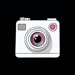 Minimal Line Art Camera Icon on Black Background