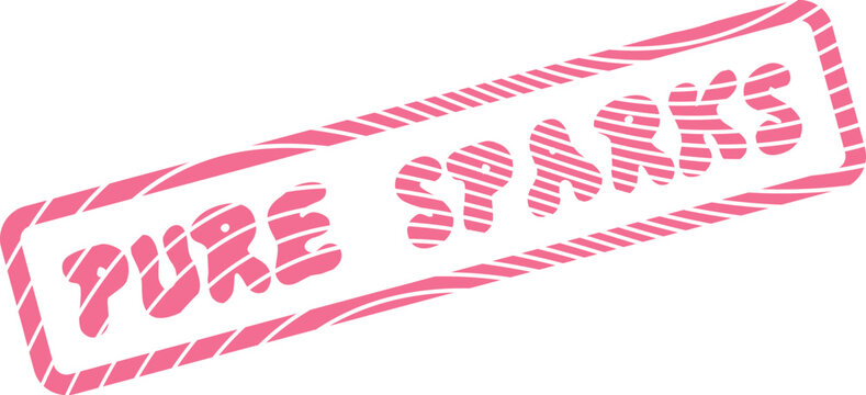 Dynamic Pure Sparks message in a vibrant pink distressed stamp graphic ideal for exciting innovative projects