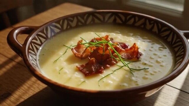 Kartoffelsuppe mit Speck und Kr&auml;utern