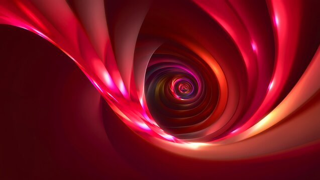 Abstract red spiral tunnel vortex with glowing light effect - Powered by Adobe