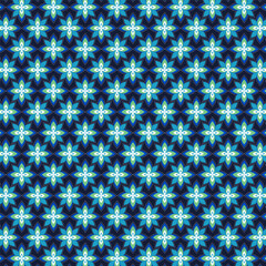 Seamless Blue Floral Geometric Pattern Abstract Decorative Background with Petals