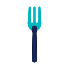 Minimalist flat design icon of a turquoise and blue dining fork