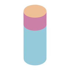 Stylized three-segment cylinder with colorful sections abstract