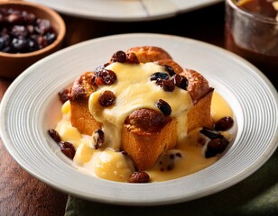 classic bread pudding recipe with raisins and custard sauce
