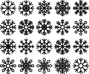 Snowflake Icon Set Winter Christmas Vector Collection 