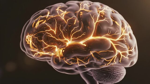 Rapid synapse formation in infancy, millions of glowing sparks firing simultaneously, illuminating the brain like a galaxy