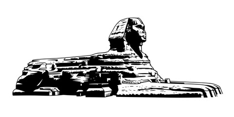 Naklejka premium Sphinx of Giza Side Profile Silhouette Flat Vector