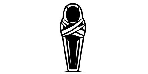 Fototapeta premium Mummy Sarcophagus Tapered Silhouette Flat Vector