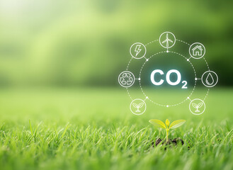 Fototapeta premium Promote sustainability and reduce CO2 emissions with this vibrant seedling!