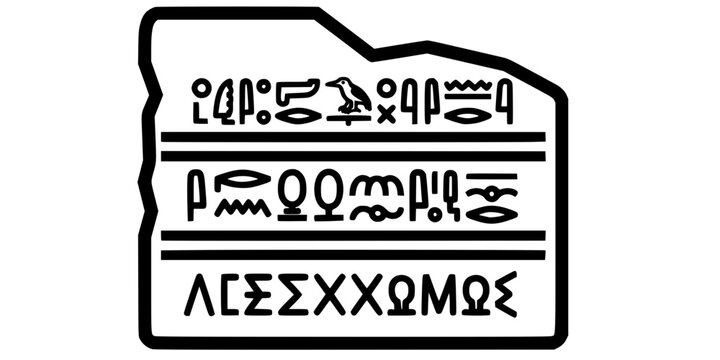 Rosetta Stone Fragment Simple Text Blocks Flat Vector Icon
