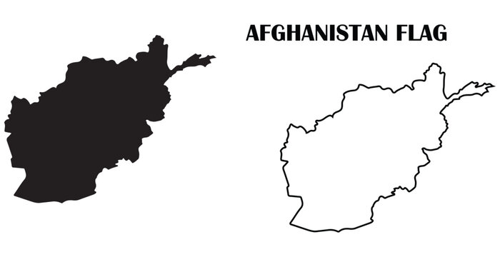 Afghanistan map silhouette and outline for geographical studies