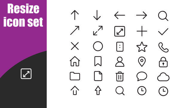 Resize icon ,Transform & Adjust Icons Editable Stroke Vector Set