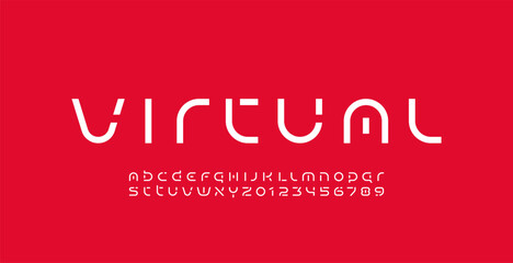 Modern font alphabet, technology letters and numbers, vector illustration 10EPS