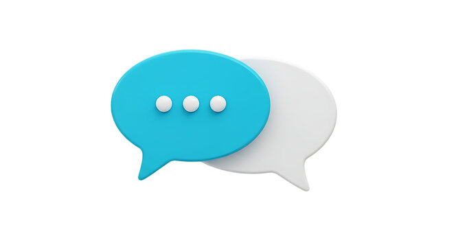 Overlapping speech bubbles in light blue and white on transparent background