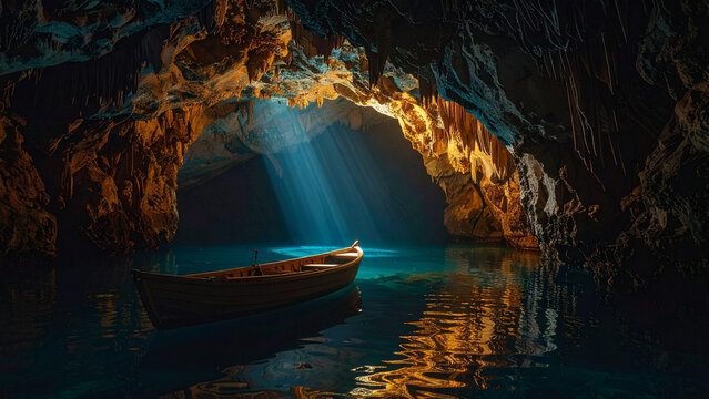 Dramatic Entrance to Hidden Lagoon through Dark Sea Cave