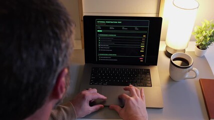 Male Information Technology Security Engineer Running Through an Internal Penetration Test Checklist Web Form - Corporate Cybersecurity Concept - Powered by Adobe