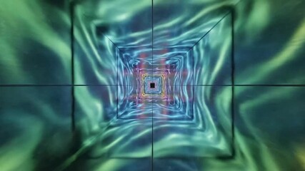 looping 3d animation. Abstract hypnotic multicolored gradient background. Ambient and tranquil wallpaper. Flight through the endless square tube or tunnel - Powered by Adobe