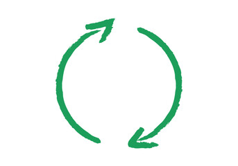 Flecha verde en círculo de trazo verde