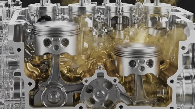 Detailed Cutaway View of a Modern Internal Combustion Engines Piston and Crankshaft Mechanism.