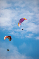 Paragliding over the clouds at Bir Billing Himachal Pradesh India. Clouds in the sky.