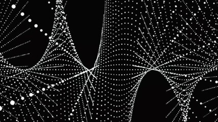 Geometric background of connected lines and points with black and white color - Powered by Adobe