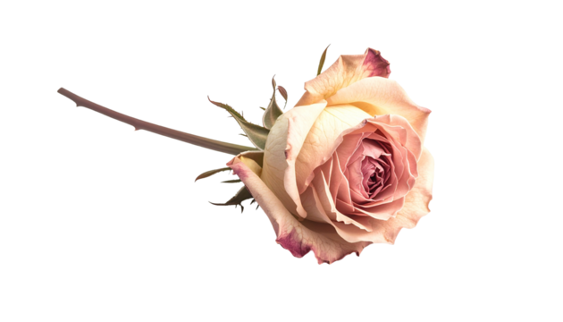 Delicate pink rose with subtle hints of cream and blush petals, perfect for romantic designs