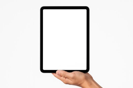 Person holding a blank screen tablet for digital content display, tech device, mockup - Powered by Adobe