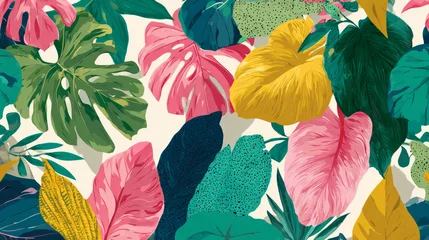 Canvas schilderij Patronen Bright tropical foliage and botanical components create seamles.  © Sarah