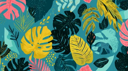 Coussins décoratifs Patrons Bright tropical foliage and botanical components create seamles.  © Sarah