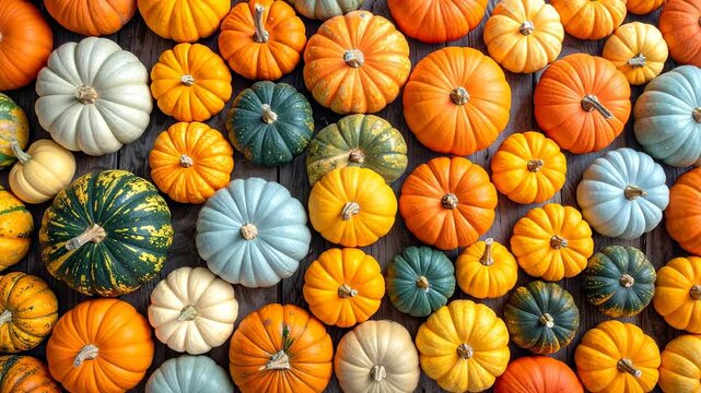 Colorful Pumpkin Patch - A Vibrant Autumn Harvest Display.